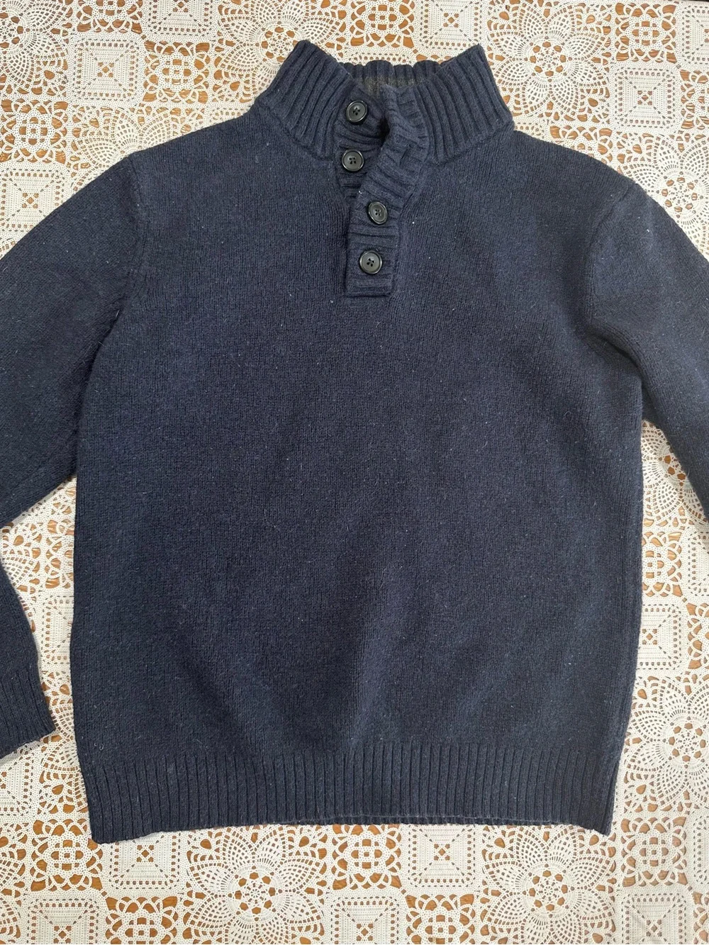 Old Navy Navy Wool Blend Mock Neck Button Sweater Men’s Large